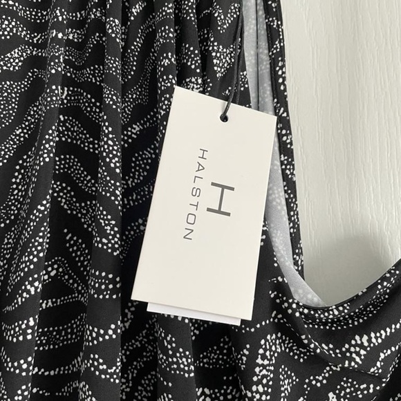 NWT H Halston Printed Knee Length Halter Dress in Zebra Black - Picture 8 of 10